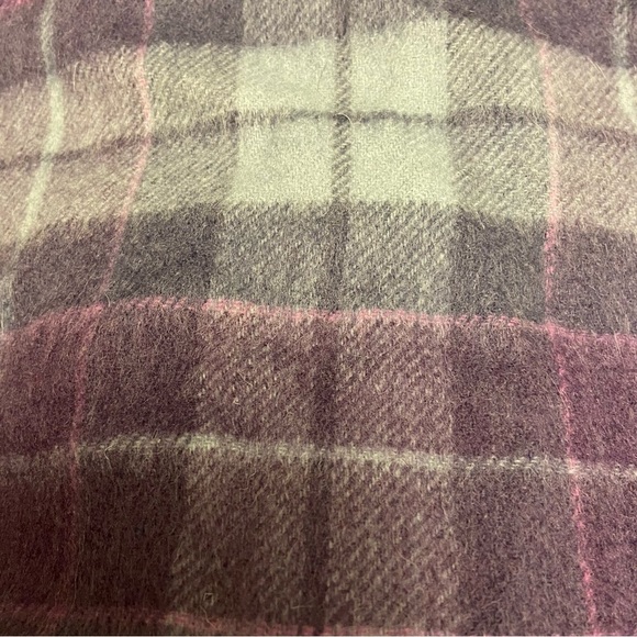 Lochmere Merino and Cashmere Blue, Pink and Purple Small Block Pattern Scarf. - Picture 2 of 3